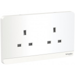 Schneider Electric 施耐德電氣 AvatarOn 13A 兩位連保護門插座 (搪瓷白) (E83T426_WE_C5)